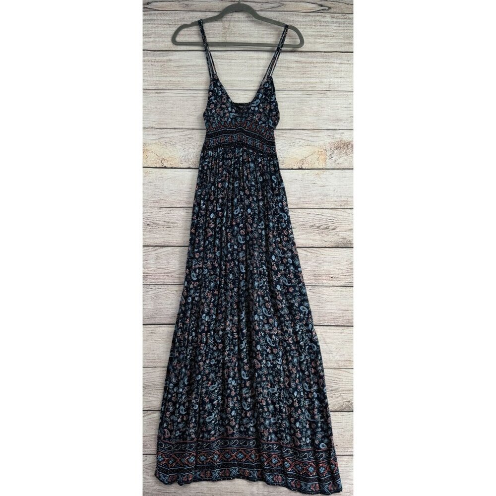 OBOE‎ Rayon Spaghetti Strap Maxi Dress Women's Size Small Navy Blue